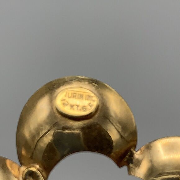 Vintage Gold 5 Petal Flower Retro Design Pearl Brooch Signed Turin Inc 12K GF - Picture 10 of 10